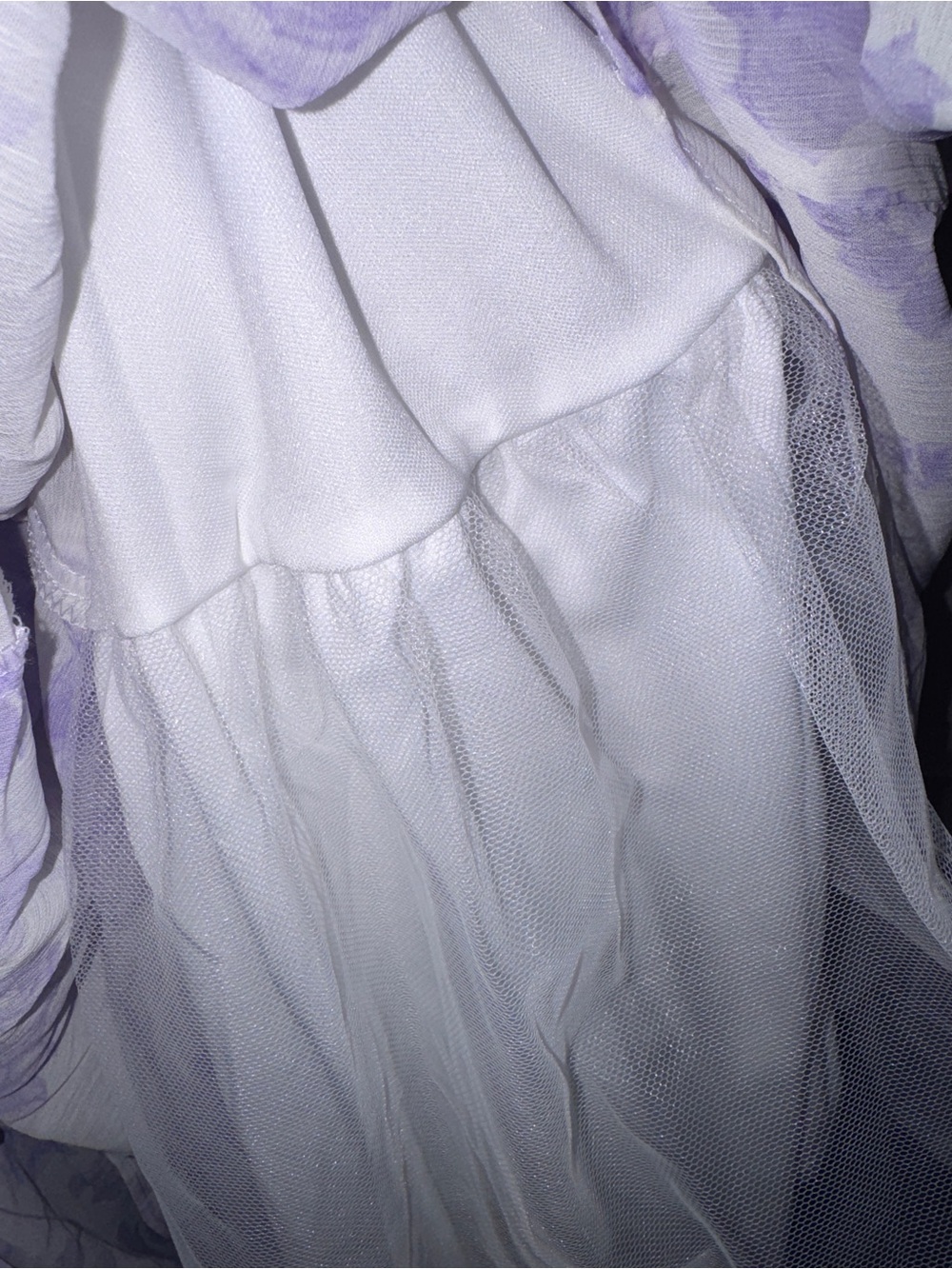Francesca's Collections Margaret White Tulle Lilac Floral Maxi Dress - Picture 11 of 11